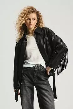 Куртка из искусственной кожи с бахромой на рукавах Nume