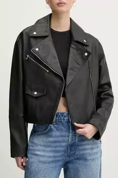 Куртка-косуха кожаная байкерская HUGO