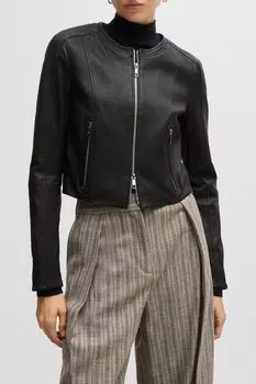 Куртка кожаная без воротника BOSS