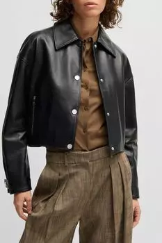 Куртка кожаная на кнопках BOSS