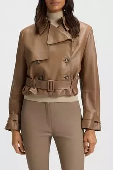 Куртка кожаная с поясом BOSS