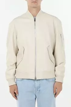 Куртка кожаная с трикотажными манжетами BOSS