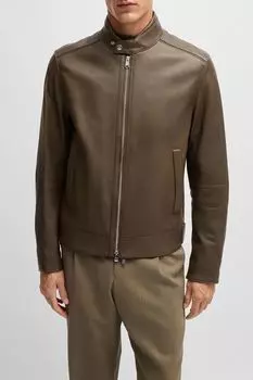 Куртка кожаная с воротником стойкой BOSS