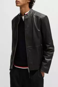 Куртка кожаная с воротником стойкой HUGO