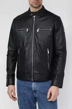 Куртка кожаная с воротником стойкой Karl Lagerfeld