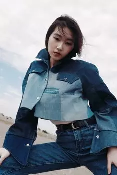 Куртка пэчворк укороченная с регланом-кокеткой `RISHI