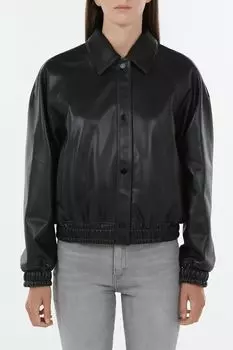 Куртка с отложным воротником из экокожи HUGO BLUE