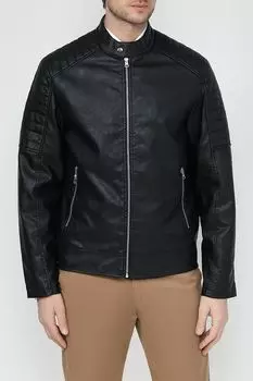 Куртка с воротником стойкой из экокожи GRAND & HILLS