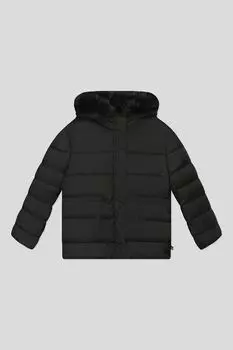 Куртка утепленная на кулиске и с меховым капюшоном Benetton