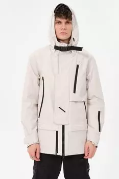 Куртка утепленная с капюшоном и декоративными молниями MAYTRY