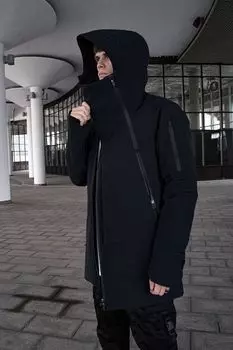 Куртка утепленная с капюшоном и декоративными молниями MAYTRY