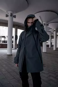 Куртка утепленная с капюшоном и декоративными молниями MAYTRY