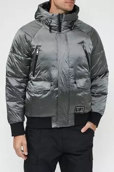 Куртка утепленная с капюшоном и логотипом бренда Loft