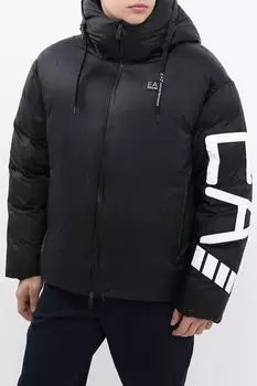 Куртка утепленная с капюшоном и логотипом Ea7
