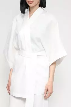 Льняная блуза с запахом на поясе SHADE