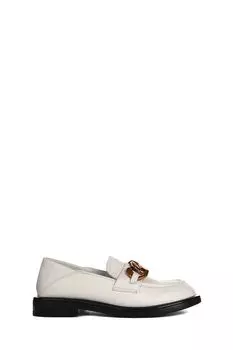 Лоферы кожаные с пряжками Abricot