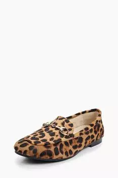 Лоферы кожаные с пряжкой и принтом Abricot