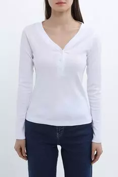 Лонгслив хлопковый c v-вырезом OVS