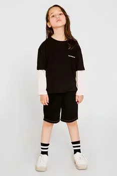 Лонгслив хлопковый с эффектом 2в1 nininono