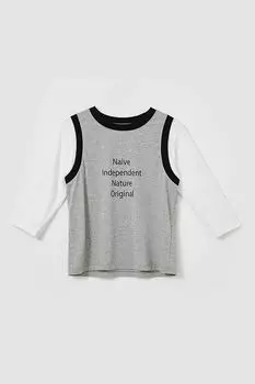 Лонгслив хлопковый с эффектом 2в1 nininono