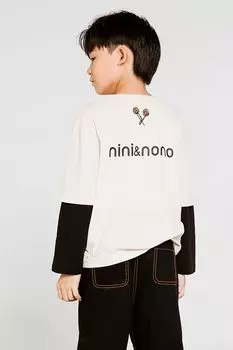 Лонгслив хлопковый с эффектом 2в1 nininono