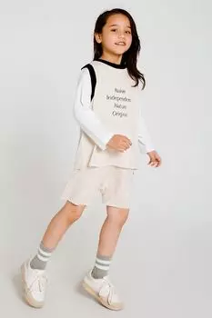 Лонгслив хлопковый с эффектом 2в1 nininono