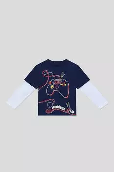 Лонгслив хлопковый с двойным рукавом OVS