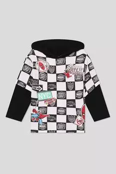 Лонгслив хлопковый с капюшоном и принтом Desigual