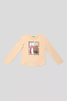 Лонгслив хлопковый с принтом Benetton