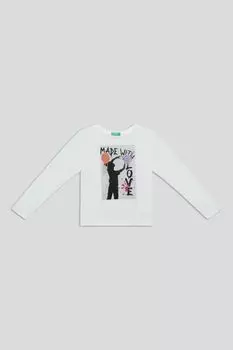 Лонгслив хлопковый с принтом Benetton