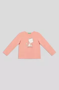 Лонгслив хлопковый с принтом Benetton