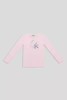 Лонгслив хлопковый с принтом Benetton