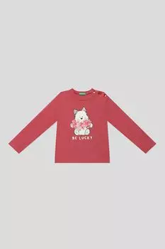 Лонгслив хлопковый с принтом Benetton