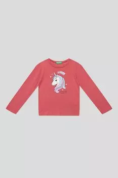 Лонгслив хлопковый с принтом Benetton