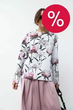 Лонгслив хлопковый с принтом Брызги волн аромата пионов ARTOGRAPH