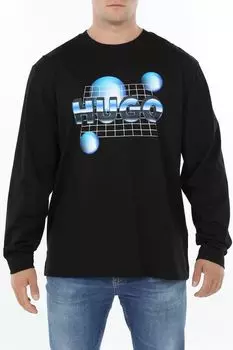 Лонгслив хлопковый с принтом HUGO BLUE