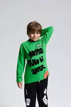 Лонгслив хлопковый с принтом MIMIMODA