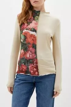 Лонгслив хлопковый с принтом Розы ARTOGRAPH