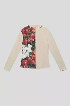 Лонгслив хлопковый с принтом Розы ARTOGRAPH