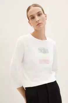 Лонгслив хлопковый с принтом TOM TAILOR