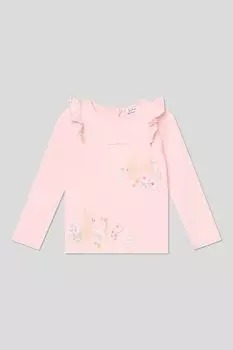 Лонгслив хлопковый с рюшами и принтом Fagottino