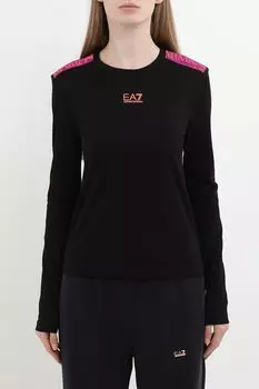 Лонгслив хлопковый с тесьмой Ea7