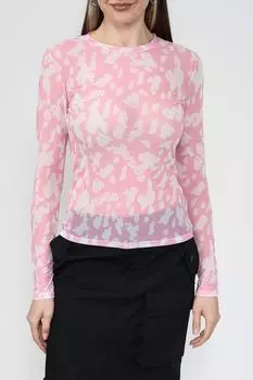 Лонгслив из эластичной сетки с принтом HUGO