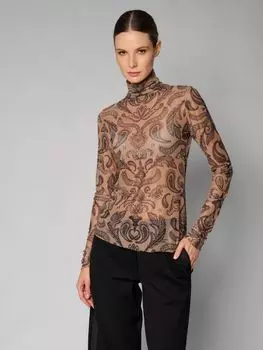 Лонгслив из сетки с принтом ELEGANZZA