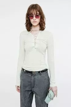 Лонгслив льняной со шнуровкой Novaya