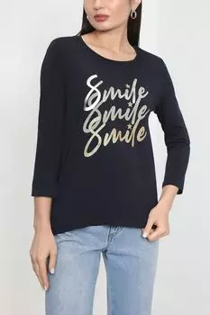 Лонгслив с блестящей надписью More&More