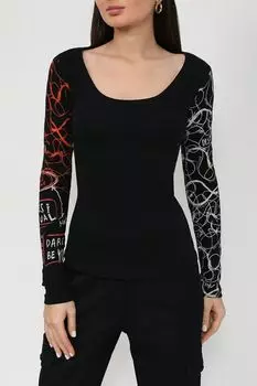 Лонгслив с принтом на рукавах Desigual