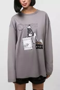 Лонгслив свободного кроя с принтом NAUMI