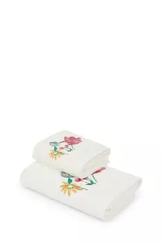 Махровое полотенце из хлопка с цветочной вышивкой Ricamo Fiori COINCASA