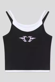 Майка хлопковая двойная с принтом OVS